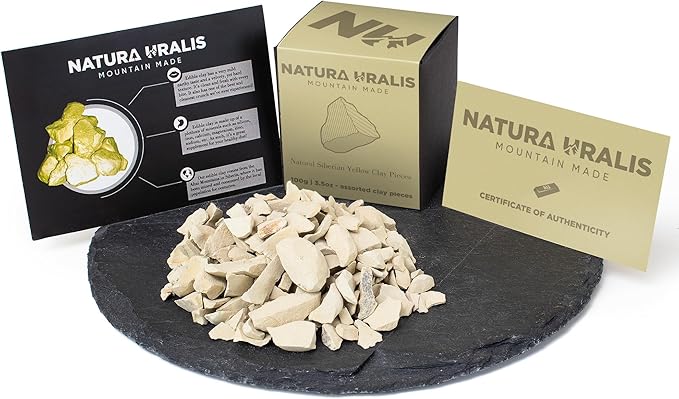 Siberian Yellow Clay | 7oz of Natural Yellow Clay, Pastel to Golden Yellow - Amazing Crunch, Satisfying Earthy, Velvety and Firm Texture, ASMR Sensation