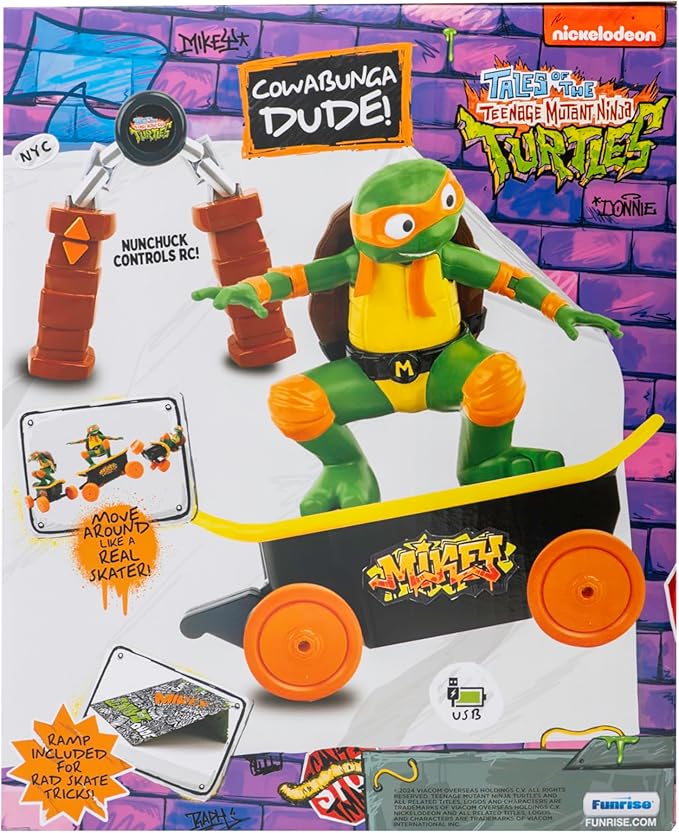 Teenage Mutant Ninja Turtles Mikey Cowabunga Skate RC - Imitates Real Skate Tricks - Toys and Gifts for Children Ages 5+