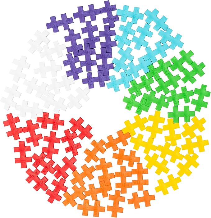 PLUS PLUS 70 Piece Interlocking Building Blocks for Kids, Open Ended Connecting Toys, STEM Bin Classroom Mini Manipulatives - Rainbow Mix Play Tube