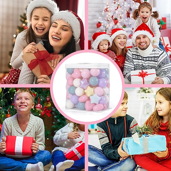 GOGOSO Shape Ball Pits Balls, Star Heart Plastic Play Balls for Toddlers Kids Children, DIY Giant Friendship Bracelet Banner