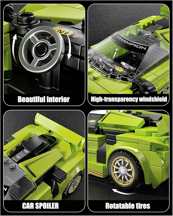 TYCOLE Super Sports Car Building Block Set with Display Case,Speed Race Car Building Kits Construction Toy,Collectible Car Model,Christmas Birthday Gift for Adults and Kids 6 and up(323pcs)