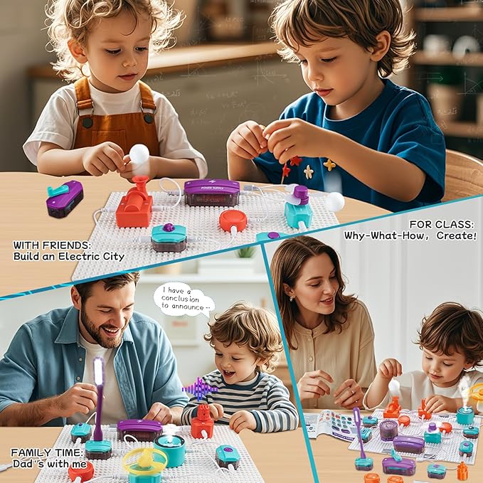 STEM Science Kit for Kids, 45pcs Electronic Science Experiments Toys, Kids Circuit Board Building Set, Science Physics Engineering Projects, School Learning Educational Gifts for Boys Girls 5-7 8-12