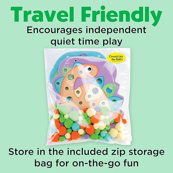 Creativity for Kids Pom Pom Pictures: Dinosaurs - Toddler Learning Toys, Sensory Play for Ages 3+