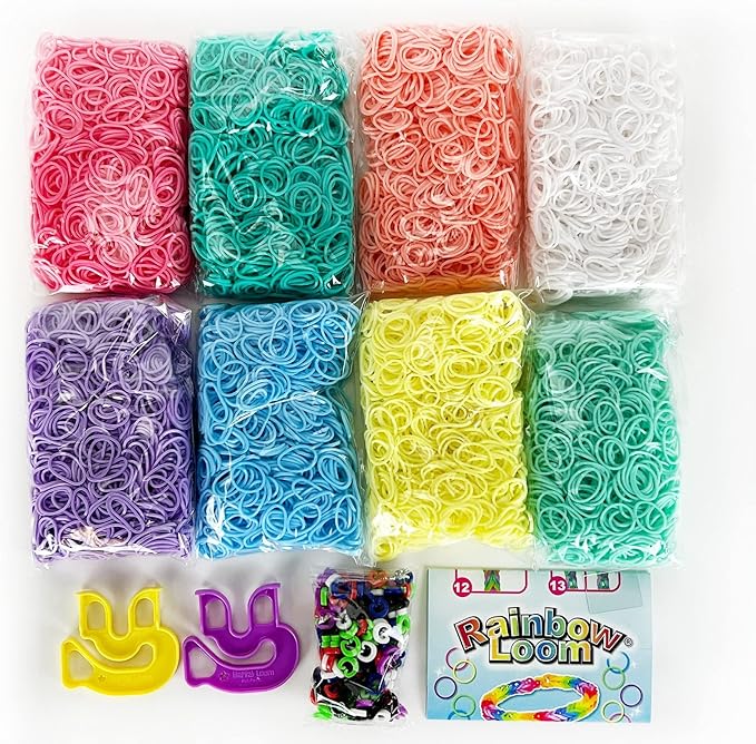 Rainbow Loom® Treasure Box Pastel Edition, 8,000 Rubber Bands in 8 Different Pastel Colors, and a Bonus of 2 Happy Looms, Great Activities for Boys and Girls 7+