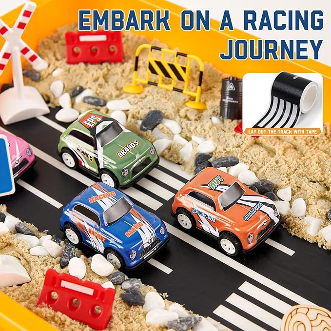 Play Sand Toys Sensory Bin Sandbox, Sand Box Toys for Kids Boys Toddlers 3 4 5 6 7 8 Christmas Birthday Gift (Race)