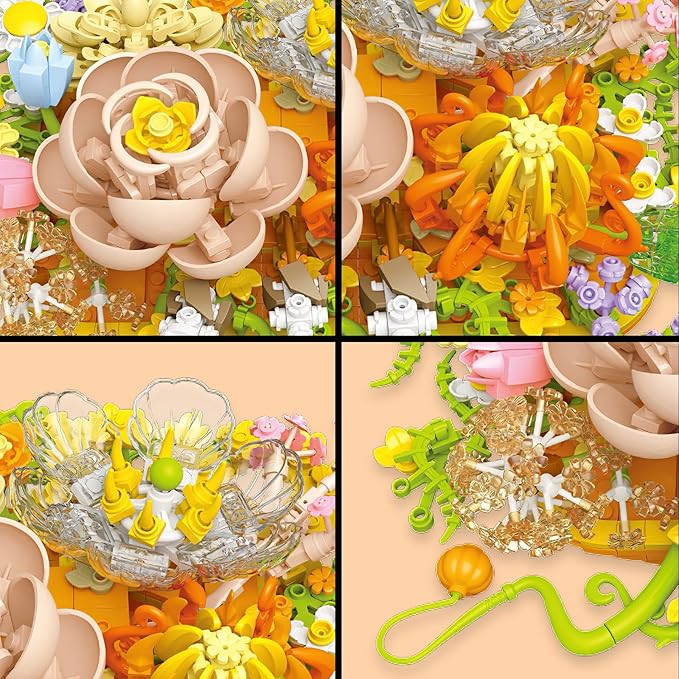 Flowers Building Set for Adults, 965 PCS Botanical Collection Table or Wall Home Decor, Compatible with Lego Flowers Plants, Ideas Gift for Mother's Day Birthday Anniversary