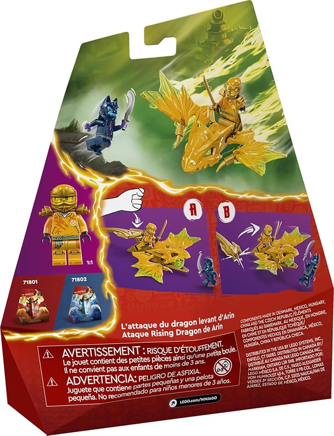 LEGO NINJAGO Arin’s Rising Dragon Strike Toy, Ninja Action Figure Playset with Arin Minifigure, Building Ninja Battle Toy Set for Kids, Gift Idea for Boys and Girls Aged 6 Years Old and Up, 71803