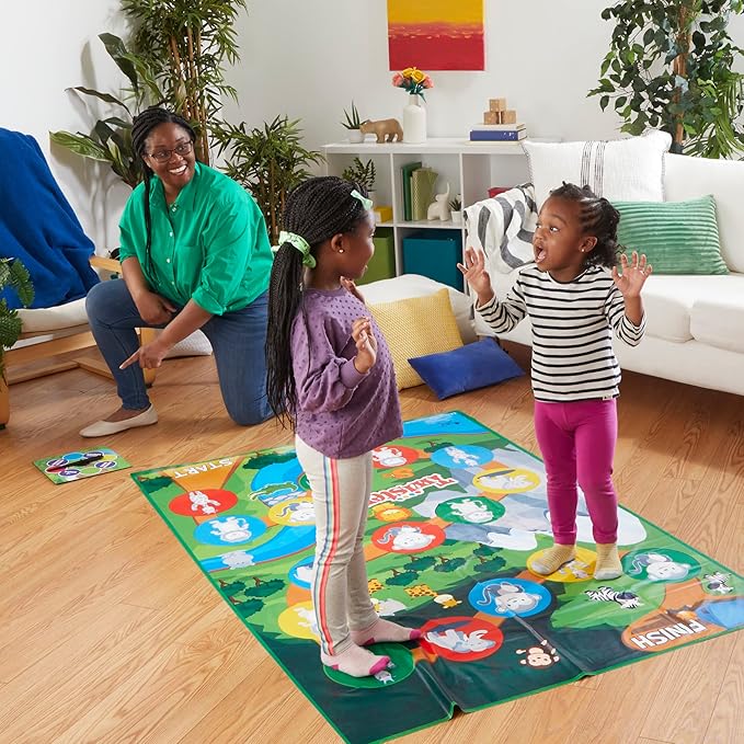 Hasbro Gaming Twister Junior Game, Animal Adventure 2-Sided Mat, 2 Games in 1, Party Game for Kids Ages 3 and Up, Indoor Game for 2-4 Players