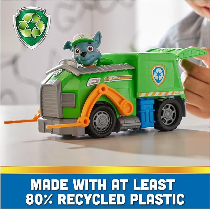 Paw Patrol, Rocky’s Recycle Truck, Toy Truck with Collectible Action Figure, Sustainably Minded Kids Toys for Boys & Girls Ages 3 and Up