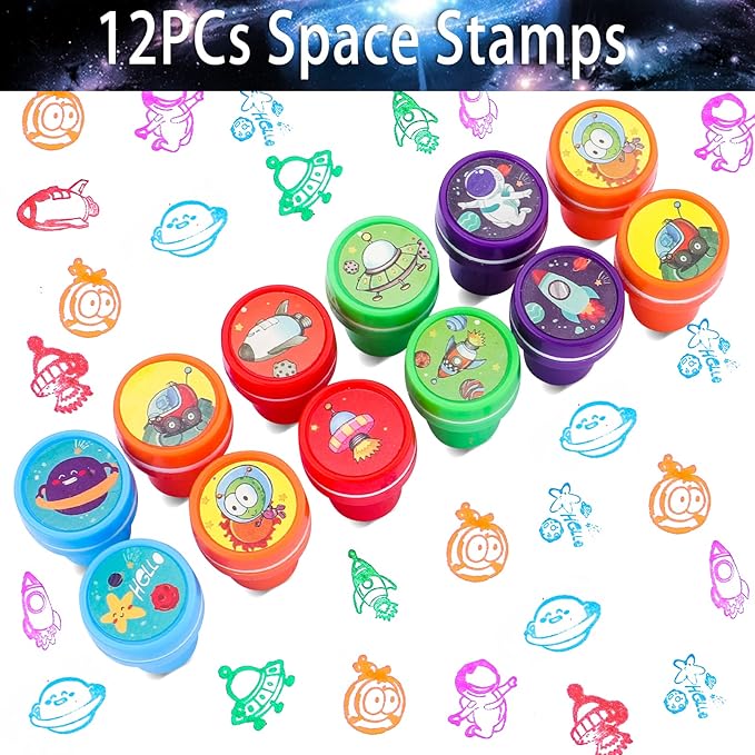 Space Party Favors for Kids Outer Space Themed Birthday Party Supplies, Party Favors Space Toys Included Mini Toys, Slap Bracelet, Sticker, Necklace,Keychains