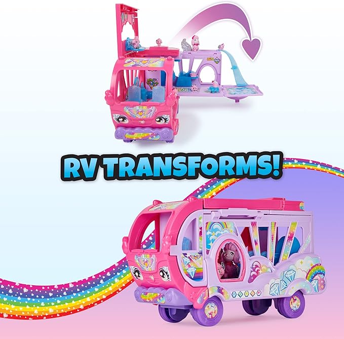 Hatchimals CollEGGtibles, Transforming Rainbow-Cation Camper Toy Car with 6 Exclusive Characters, 10 Accessories, Kids Toys for Girls Ages 5 and up