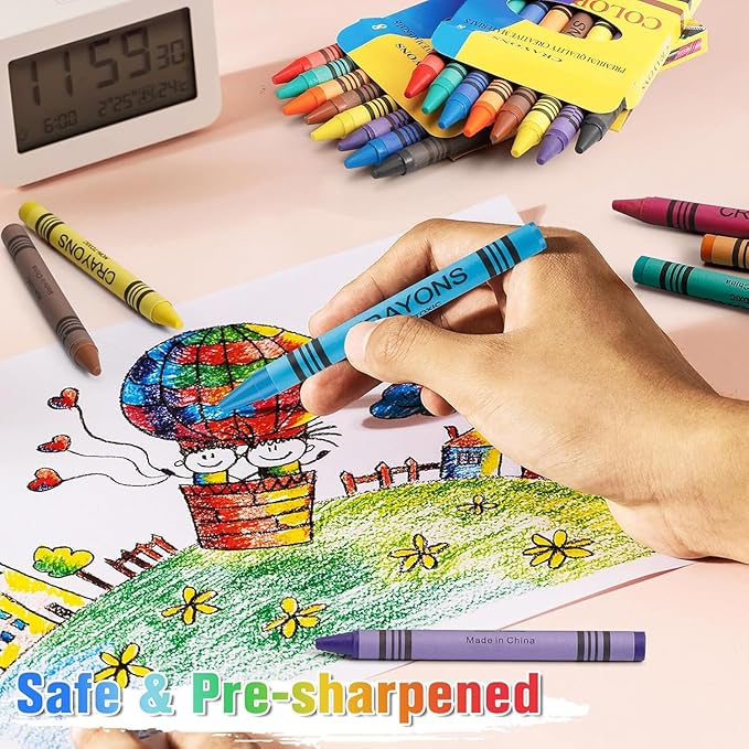 Jeffbaubl Bulk Crayons,30 Boxes of 8-Packs Color Crayons, Bulk Crayon Individual Packs,Washable Crayons,Crayons Party Favors for Classroom Restaurants School Supplies(8 Colors