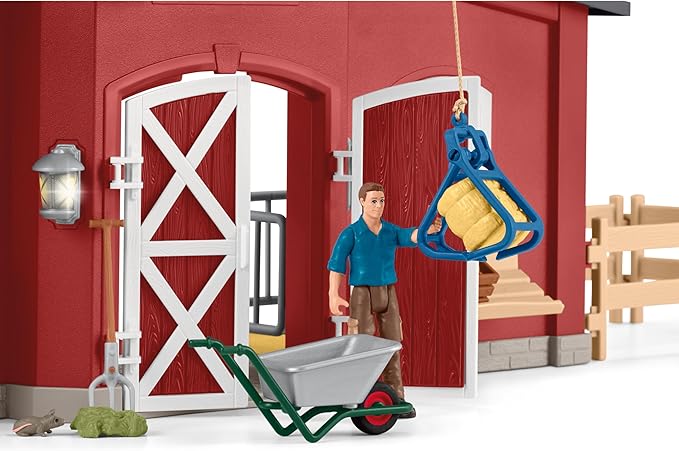 Schleich Farm World Animal Farm Playset with Figurine and Accessories - 92pc Kids Animal Farm Playset with Cow, Horse, Pig, Bull, and Accessories for Boys and Girls, Gift for Kids Age 3+, Red