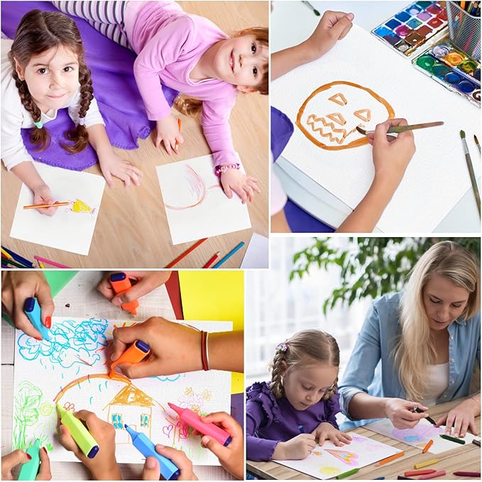 50PCS 4x6 Watercolor Paper Bulk, 140lb/300g Cold Press Thick Water Color Paper Pad for Kid Child Adult, White Art Paper for Drawing Painting Markers Gouache, Textured Cotton Paper Sheets