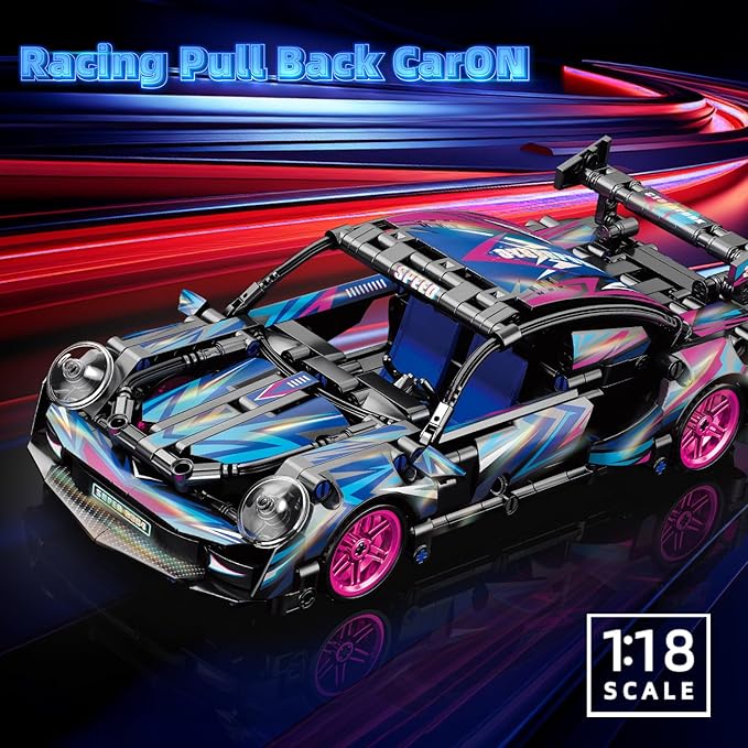 545 Piece Sports Car Model Building Kit for Kids,Teens and Adults,MOC 1:18 Racing Pull Back Car Model Building Set,STEM Educational Building Toy Car,Christmas Birthday Gift for Boy Girl Age 6+