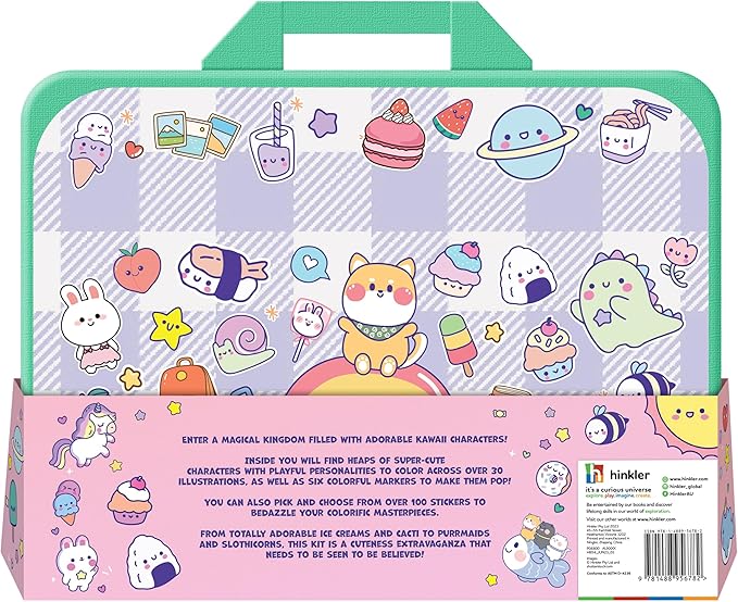 Kaleidoscope: Kawaii Wonderland Coloring & Activity Set - Carrier Functions As A Lap Desk, Kawaii Themed Book & Case, 100+ Stickers, Kids Ages 3+