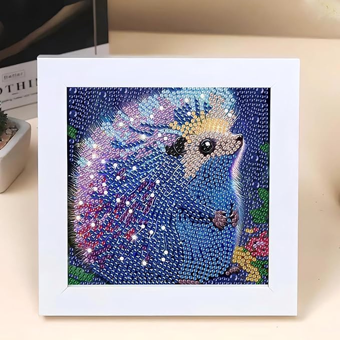Reivworl Diamond Art Kits for Kids, Hedgehog Diamond Art for Kids Ages 8-12, Hedgehog Diamond Painting Kits for Kids for Home Wall Decor (8x8Inch)