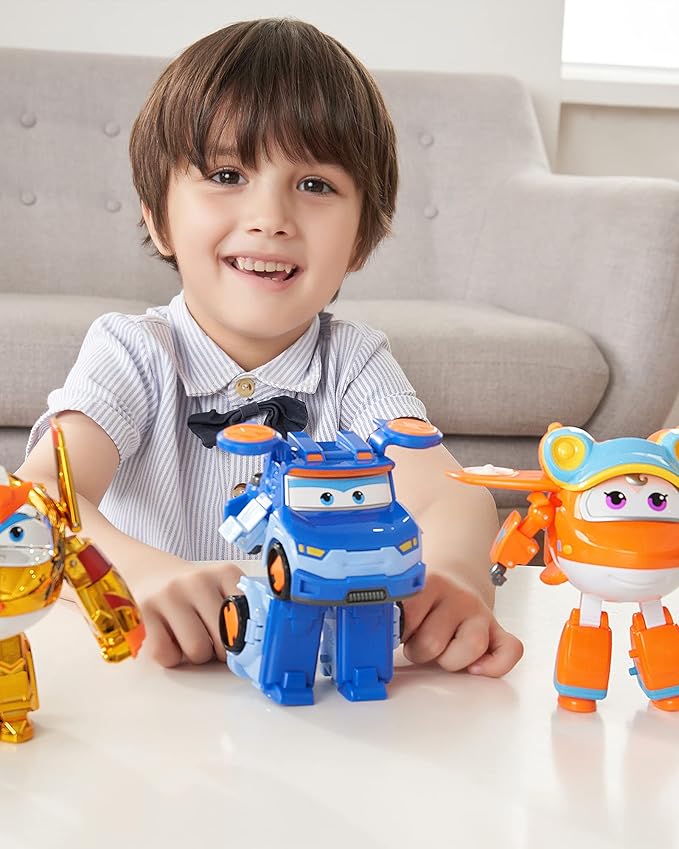 Super Wings - 5" Transforming Leo Airplane Toys Action Figure | Airplane to Robot | Season 5 New Character | Fun Toy Plane for 3 4 5 Years Old Boys and Girls | Preschool Birthday Gift for Kids , Blue