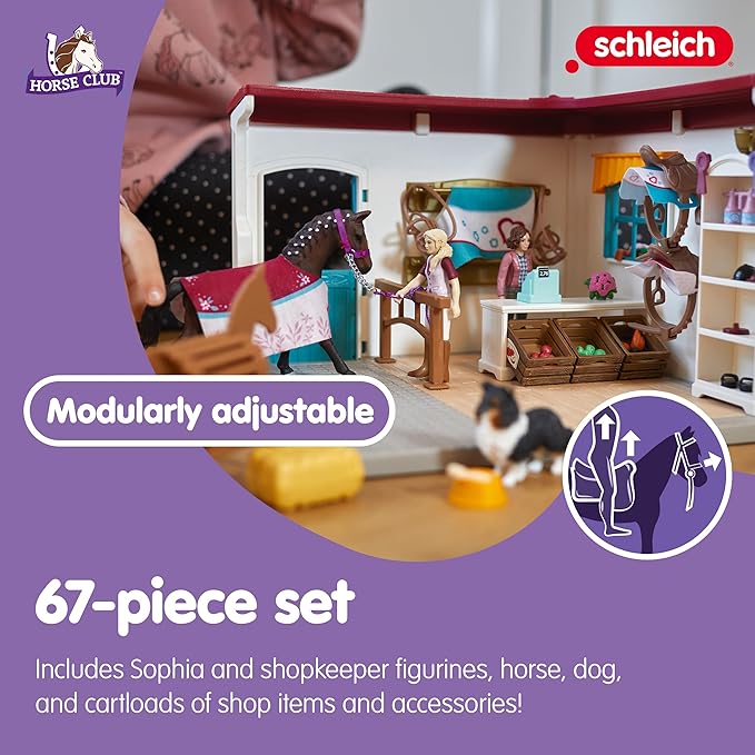 Schleich Horse Club — Horse Shop, 67 Piece Tack Shop Horse Play Set with Horses and Riders, Farm Play Set for Children Ages 5+
