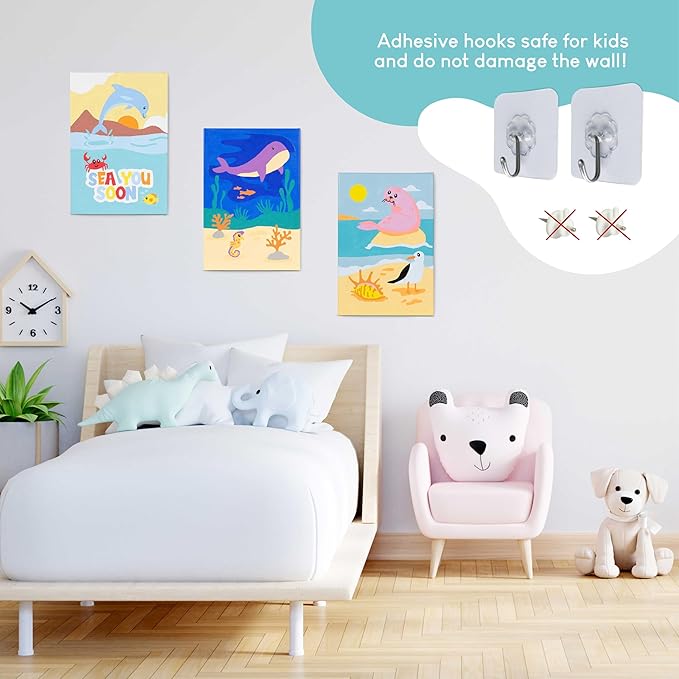 BONNYCO Paint by Numbers Kit for Kids Sea Animals Pack 3 Canvas Paint by Number Canvas, Ocean Gifts for Kids, Arts and Crafts, Kids Paint by Number, Kits Pre Drawn Canvas for Painting for Kids