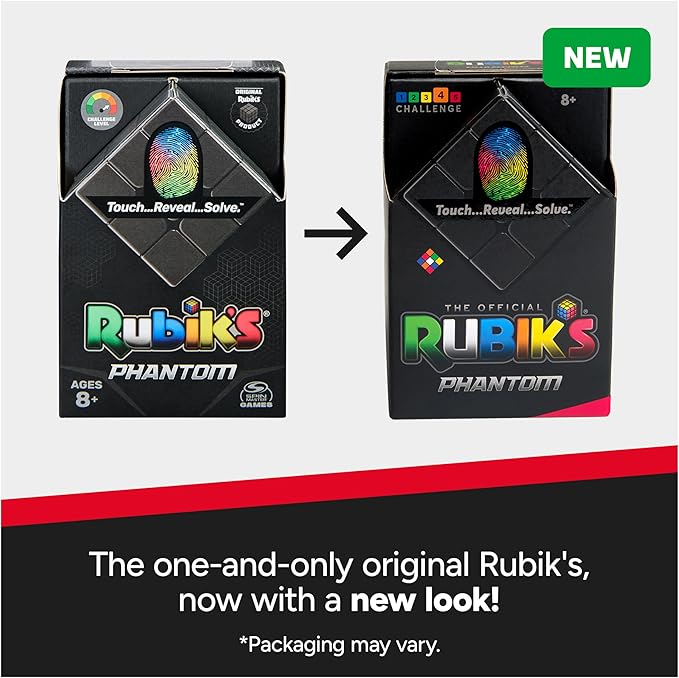 Rubik’s Cube, Phantom, 3x3 Cube Advanced Technology Difficult 3D Puzzle Travel Game Stress Relief Fidget Toy Activity Cube for Adults & Kids Ages 8+