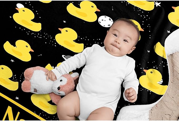 Custom Name Ruddy Duck Adult duck Blanket Kids Funny Blanket Suitable for Bedroom Living Room bed sofa Crib Couch Chair outdoor All Season Items That Yellow Duck Lovers Will Love 90”×120 ”for Family