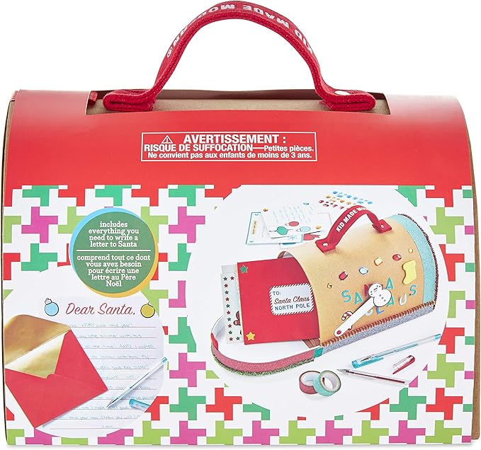 Kid Made Modern Paper Craft Kit for Kids Ages 6+ - Arts and Crafts Gifts for Boys & Girls Children - Family Fun Christmas Activities - 250+ Piece DIY Set to Create Xmas Holiday Cards with Mailbox