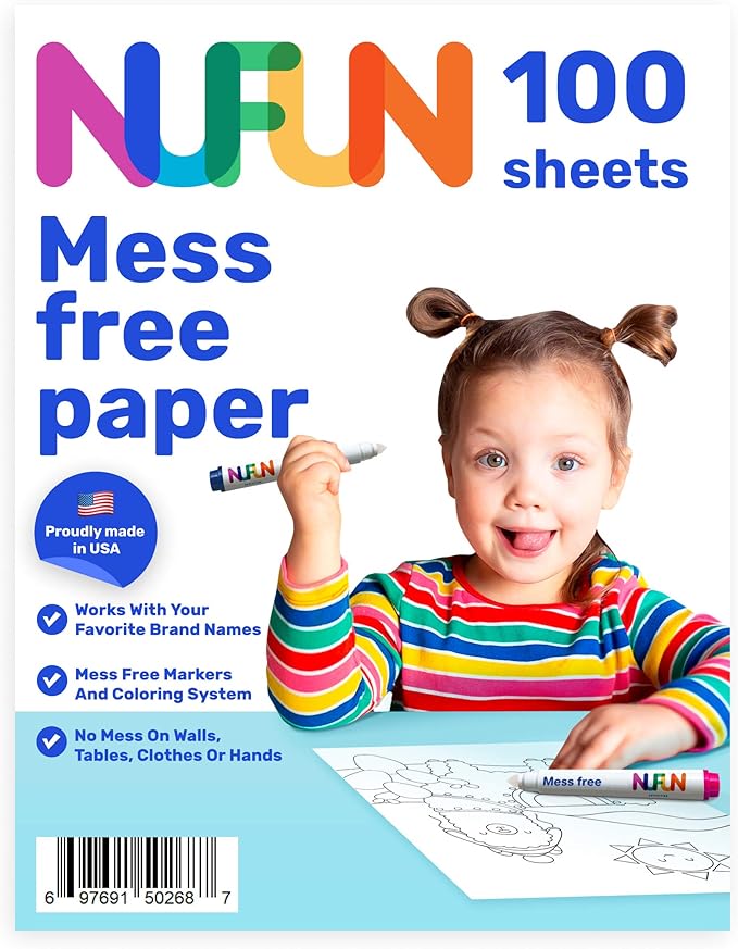 NuFun Activities Mess Free Paper - Kids Create No Mess Wonders with Special Coloring Paper, Gift for Kids, 100 Blank Pages