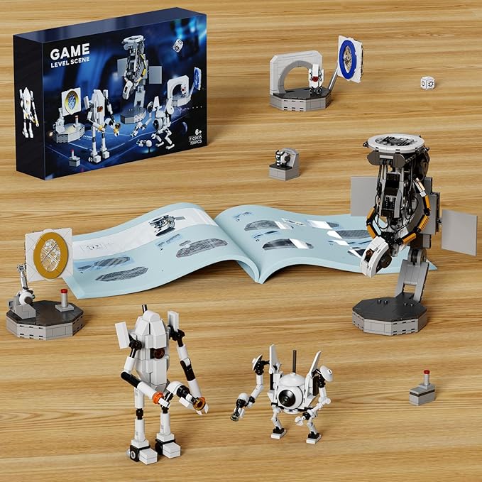 Portal Building Block Set, Awesome Glados Science Action Figure Model Toy, Atlas and P-Body Testing Supervisor Robot Construction Playset Birthday for Kids Fans(705 PCS)