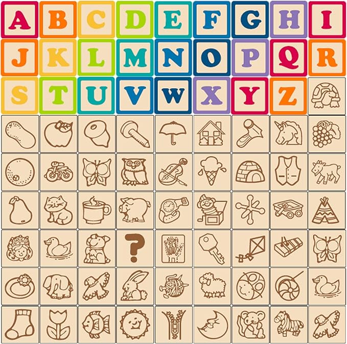 Building Blocks Set Wooden Blocks for Toddlers Rainbow ABC Letter Alphabet Stacking Blocks 26 Pcs Montessori Toys Educational Learning Toys for Kids Age 18 Months for Girls Boys