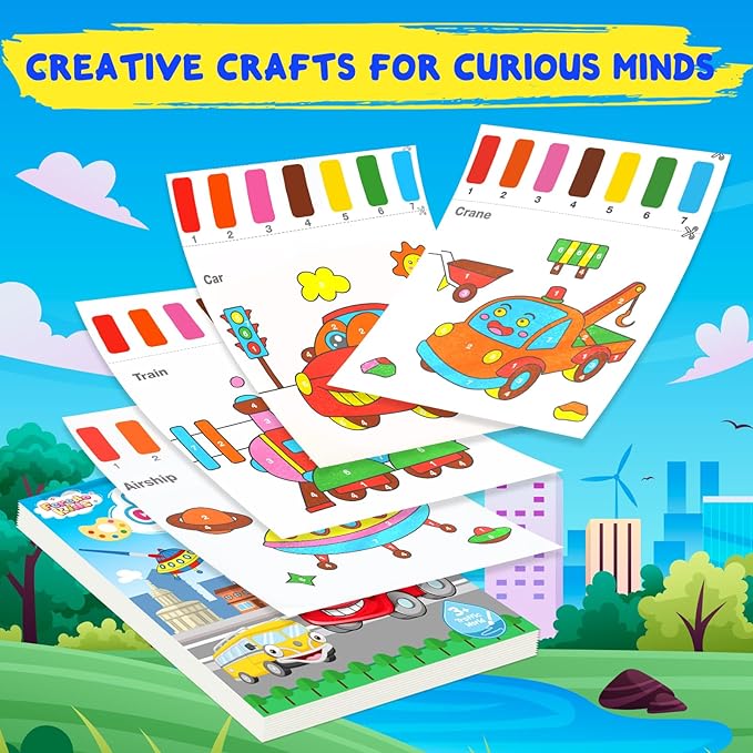 Water Coloring Books for Toddlers - Easter Basket Stuffers Watercolor Paint Book Drawing Art Paper for Kids Mess Free Craft Supplies kit Toy for Age 3 4 5 6 Valentines Birthday Gift(Traffic)