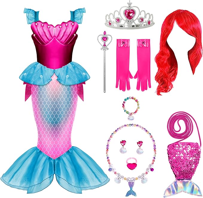 Spooktacular Creations Halloween Mermaid Costume for Girls, Little Mermaid Dress, Princess Dress Up for Girls 4-6 for DressUp
