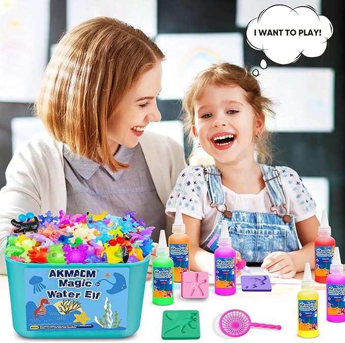 Magic Water Elf Toy Kit, Water Fairy Water Gel Kit, Aqua Animal Toy, Creative Magic Water Toy Creation kit, 60ml Capacity Water Elf Set with 18 Shape Molds, Children's DIY Marine Life (20 Colors)