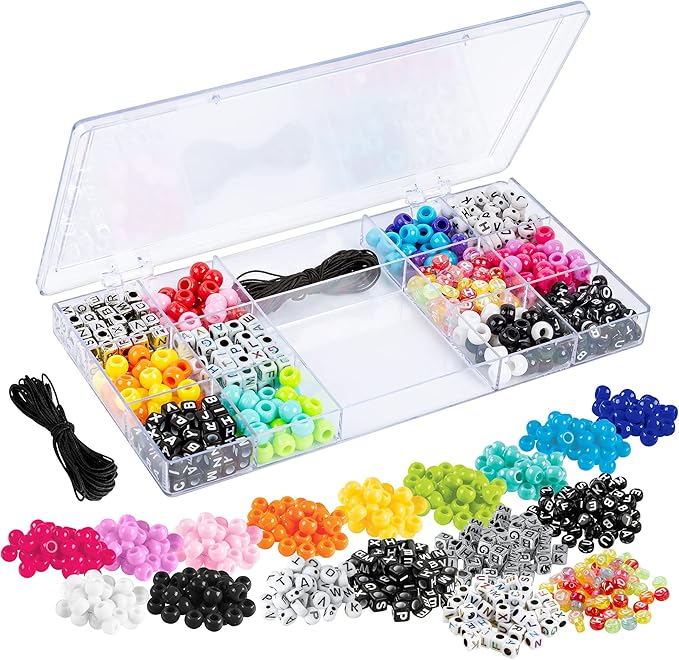 Fashion Angels Alphabet Bead Kit, 500+ Colorful Charms and Beads With Small Bead Organizer - Preppy Bracelet Making Kit for Teen Girls, Recommended for Ages 8 And Up