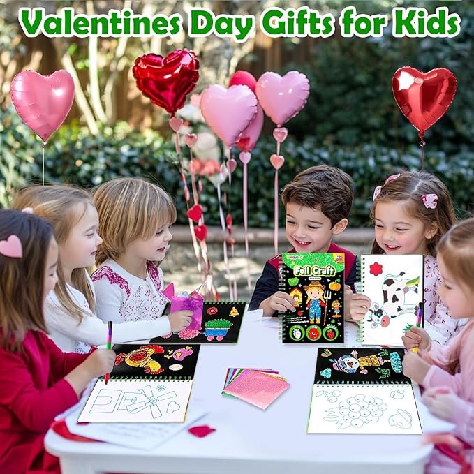 Foil Art Craft Activity for Kids: Fun DIY Toy Sticker Kit, No Mess Creative Travel Supply Set, Idea Birthday Easter Basket Stuffers Valentines Gift for Girl Boy Toddler 4 5 6 7 8 9 Year Old (Farm)