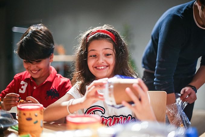 Open-Ended Educational Construction Arts and Crafts Building Toy Kit DIY Imaginative Recycling Toy-Making kit for Kids of All Ages Advanced 64 Pcs Set