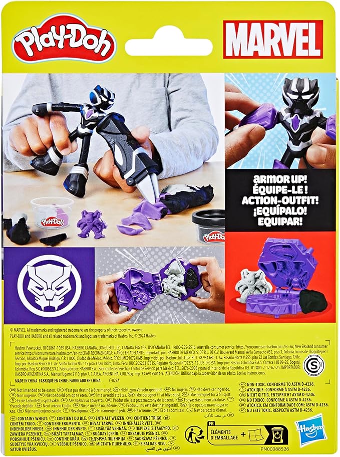Play-Doh Marvel Black Panther Cutting Claws with Bendy Action Figure, Imagination Toys for 4 Year Old Boys and Girls and Up