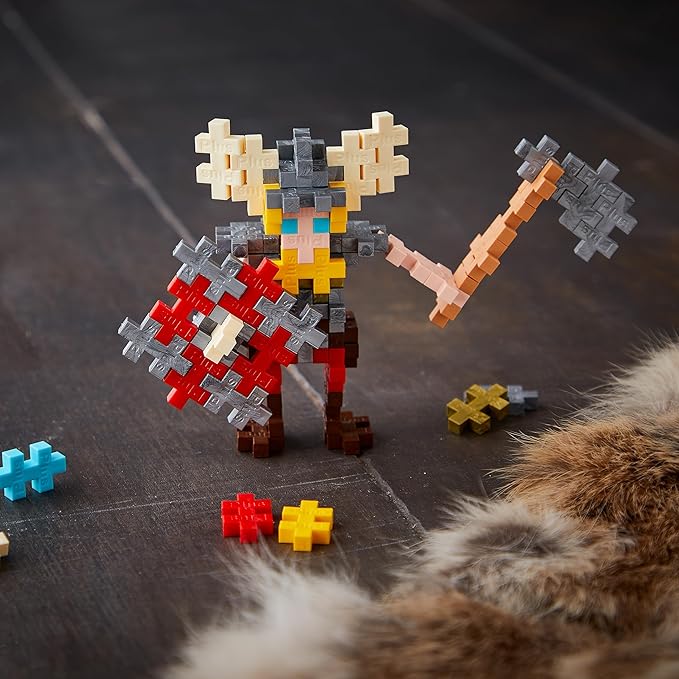 PLUS PLUS 3D Figure Building Block Set, Fun Stem Toys for Kids, 70 Interlocking Pieces - Viking Mini Maker Tube