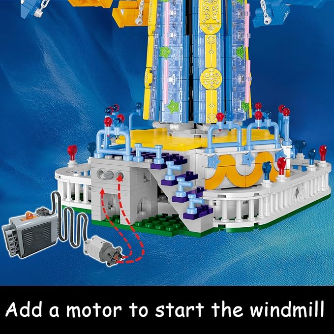 Swing Ride Building Blocks Set. Large Amusement Park Model Kit for Boys and Girls Over 6 Years Old., Carousel Building Set for Motorized Control and With LED Ligh, Christmas Birthday Gifts- 1892 PCS