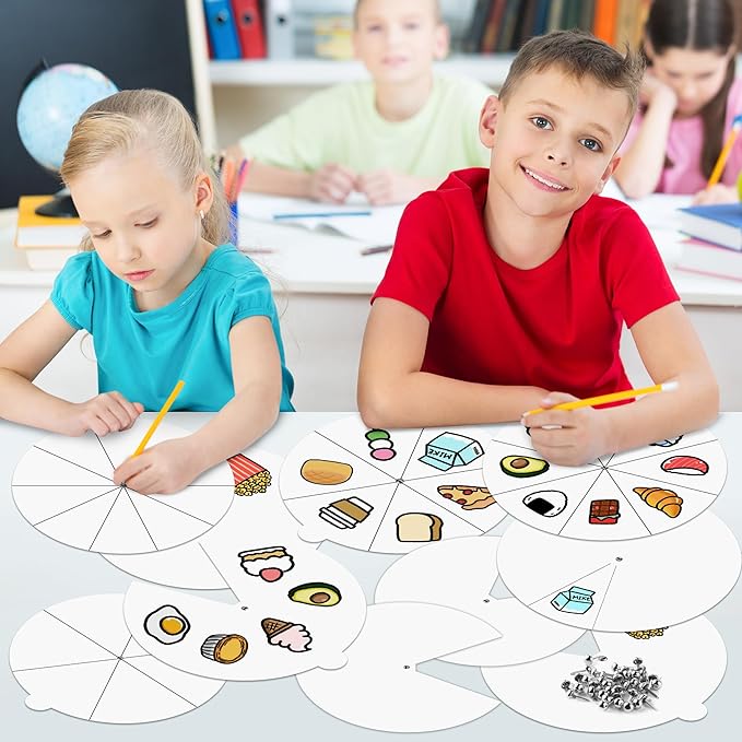 COcnny Spinning Coloring Wheel Craft - 30 Set Color Your Own Spinning Paper for Kids, DIY Color Blank Wheel Cards Kit, Summer Crafts Art Game for Sunday School Activities Home Classroom Party Supplies