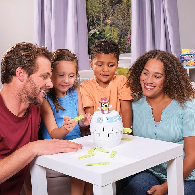 TOMY Games Pop Up Bluey Kids Game - Strategic Preschool Games and Bluey Toys for Family Game Night - Classic Kids Board Games - Kids Toys for 2-4 Players - Ages 4 Years and Up