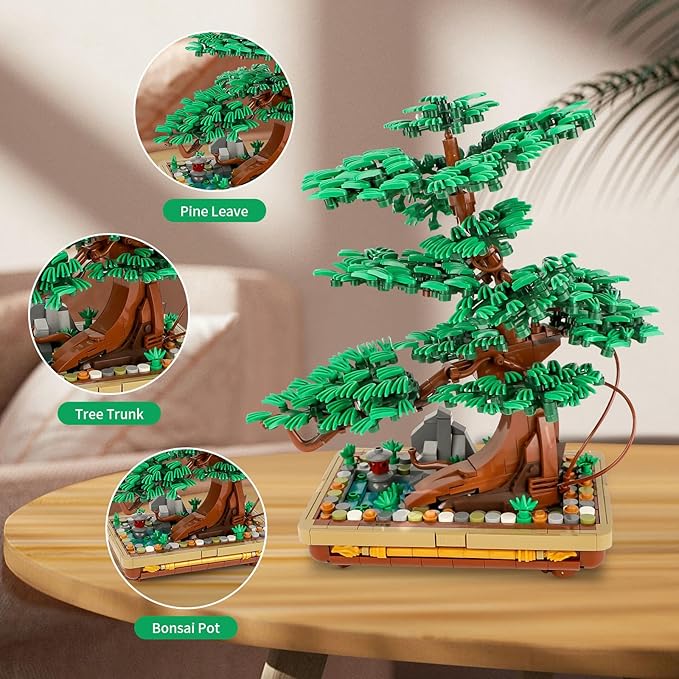 Bonsai Tree Building Sets, Compatible with Lego, Pine Tree Building Kits Collection DIY Plant,Gift for Home Decor and Office Art