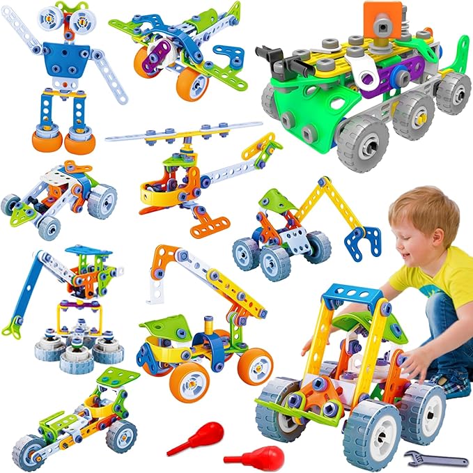 MOONTOY 11 in 1 STEM Toys for 4 5 6 7 8+ Year Old Boy Girl Valentine Birthday Gift Building Toys for Kids Ages 4-8 5-7 6-8 4-6 Erector Set Educational Blocks Construction Stem Activities Creative Game