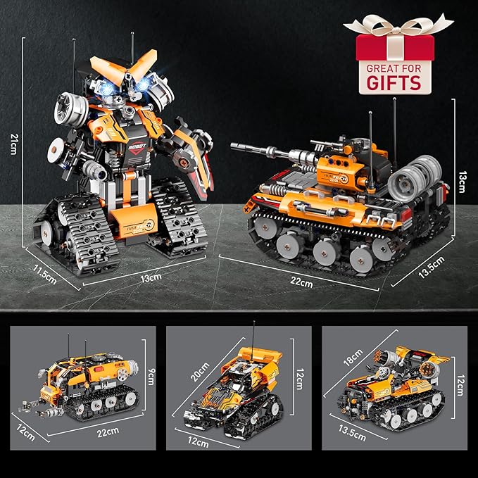 STEM Building Toys for Kids 6-12, 5in1 Remote & APP Controlled STEM Robot Car Tank Building Kit, 600 Pcs DIY Educational Building Blocks Set for Kids Science Learning, Boys Girls Birthday Gifts Ideas
