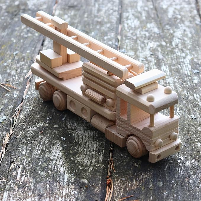 Wooden Fire Trucks - Fire Truck Toys for 3 Year Old Boys - DIY Handmade Toys - Realistic Toys for Boys - Preschool Toys & Preschool Learning Activities