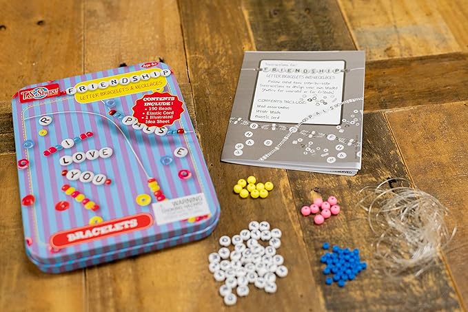 Bendon TS Shure Friendship Bracelet Mini Craft Activity Tin with 190 Beads and Elastic Cord 51243