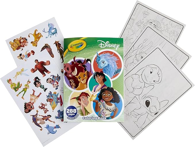 Crayola Disney Coloring Book (288pgs), Disney Sticker & Coloring Book for Kids, Disney Toys & Gifts, Stocking Stuffer for Girls & Boys, 3+