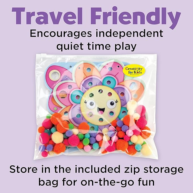 Creativity for Kids Pom Pom Pictures: Garden - Butterfly and Flower - Toddler Crafts, Sensory Toys Age 3-4+, Small