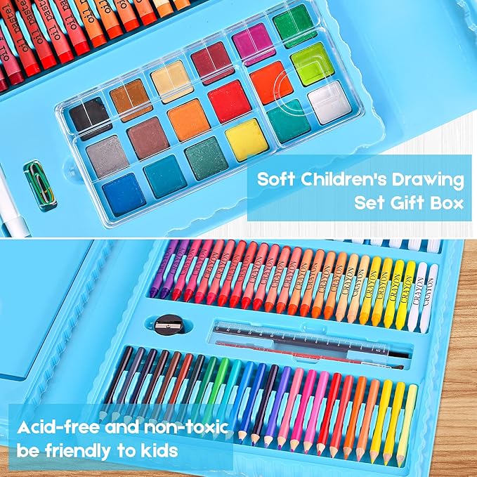 iBayam Art Kit, 251-Pack Art Supplies Drawing Kits, Arts and Crafts Gifts Box for Kids Teen Girls Boys, Art Set Case with Trifold Easel, Scratch Paper, Sketch Pad, Coloring Book, Crayons, Pencils