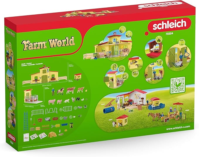 Schleich Farm World Giant 123-Piece Playset Pack with Farmhouse, Chicken Coop, Horse Stall, Farm Toys for Toddlers Ages 3+